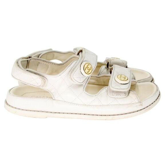 Chanel Dad Flats 38 Leather Lambskin Quilted Sandals CC-1110P-0003 - Picture 5 of 10